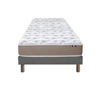 Ensemble Matelas Mousse Accueil Latex 3 Zones Initial bi Confort + Sommier 90x190 Gris Chine