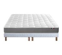 Ensemble Matelas Mousse Accueil Memoire De Forme Mam Azur + Sommier 2x80x200 Sommier Blanc G