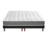 Ensemble Matelas Mousse Accueil Memoire De Forme Mam Azur + Sommier 2x80x200 Sommier Noir G