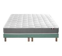 Ensemble Matelas Mousse Accueil Memoire De Forme Mam Azur + Sommier 2x80x200 Sommier vert Celadon G