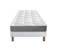 Ensemble Matelas Mousse Accueil Memoire De Forme Mam Azur + Sommier 90x200 Sommier Blanc