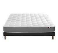 Ensemble Matelas Mousse Haute Resilience Cirrus + Sommier 140x190 Sommier Noir G