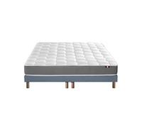 Ensemble Matelas Mousse Haute Resilience Cirrus + Sommier 2x80x200 Sommier Bleu Denim