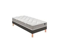 Ensemble matelas primo, sommier Vigoroso gris fumé et pieds Back To Basics 90x190