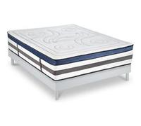 Ensemble Matelas Quintessence Mousse Accueil Mémoire Cocooning 30cm et sommier bois blanc 140x200cm G