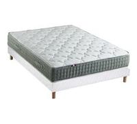 Ensemble + matelas Ressort 7 zones Face Hiver/Eté différente HYGGE Fabriqué en France 140 x 190 cm, Sommier Blanc G