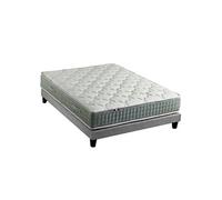 Ensemble + matelas Ressort 7 zones Face Hiver/Eté différente HYGGE Fabriqué en France 140 x 190 cm, Sommier Gris chiné