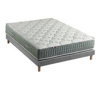 Ensemble + matelas Ressort 7 zones Face Hiver/Eté différente HYGGE Fabriqué en France 160 x 200 cm, Sommier Gris chiné G