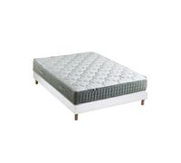 Ensemble + matelas Ressort 7 zones Face Hiver/Eté différente HYGGE Fabriqué en France 160 x 200 cm, Sommier Blanc