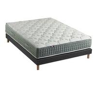 Ensemble + matelas Ressort 7 zones Face Hiver/Eté différente HYGGE Fabriqué en France 160 x 200 cm, Sommier Noir G