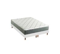 Ensemble + matelas Ressort 7 zones Face Hiver/Eté différente HYGGE Fabriqué en France 2x80 x 200 cm, Sommier Blanc