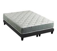 Ensemble + matelas Ressort 7 zones Face Hiver/Eté différente HYGGE Fabriqué en France 2x80 x 200 cm, Sommier Noir G