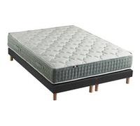 Ensemble + matelas Ressort 7 zones Face Hiver/Eté différente HYGGE Fabriqué en France 2x90 x 200 cm, Sommier Noir G