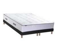 Ensemble Matelas Ressort 7 zones + Mémoire de forme + Sommier BELLAGIO 2 Fabriqué en France 2x80 x 200 cm, Sommier Noir G