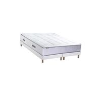 Ensemble Matelas Ressort 7 zones + Mémoire de forme + Sommier BELLAGIO 2 Fabriqué en France 2x80 x 200 cm, Sommier Blanc