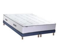 Ensemble Matelas Ressort 7 zones + Mémoire de forme + Sommier BELLAGIO 2 Fabriqué en France 2x80 x 200 cm, Sommier Bleu denim G