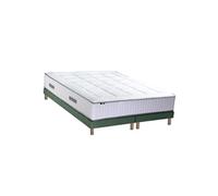 Ensemble Matelas Ressort 7 zones + Mémoire de forme + Sommier BELLAGIO 2 Fabriqué en France 2x90 x 200 cm, Sommier Vert celadon