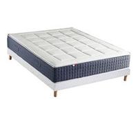 Ensemble Matelas Ressort 7 zones + Mémoire de forme + Sommier KING STYLE Fabriqué en France 140 x 190 cm, Sommier Blanc G