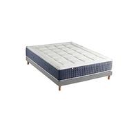 Ensemble Matelas Ressort 7 zones + Mémoire de forme + Sommier KING STYLE Fabriqué en France 140 x 190 cm, Sommier Gris chiné