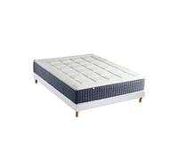 Ensemble Matelas Ressort 7 zones + Mémoire de forme + Sommier KING STYLE Fabriqué en France 160 x 200 cm, Sommier Blanc