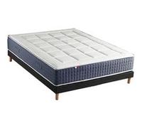 Ensemble Matelas Ressort 7 zones + Mémoire de forme + Sommier KING STYLE Fabriqué en France 160 x 200 cm, Sommier Noir G