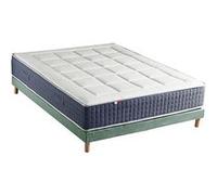 Ensemble Matelas Ressort 7 zones + Mémoire de forme + Sommier KING STYLE Fabriqué en France 160 x 200 cm, Sommier Vert celadon G