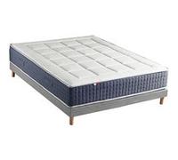 Ensemble Matelas Ressort 7 zones + Mémoire de forme + Sommier KING STYLE Fabriqué en France 160 x 200 cm, Sommier Gris chiné G