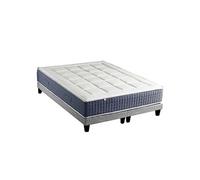Ensemble Matelas Ressort 7 zones + Mémoire de forme + Sommier KING STYLE Fabriqué en France 2x80 x 200 cm, Sommier Gris chiné