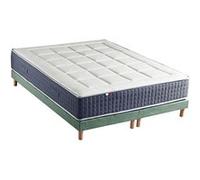 Ensemble Matelas Ressort 7 zones + Mémoire de forme + Sommier KING STYLE Fabriqué en France 2x80 x 200 cm, Sommier Vert celadon G