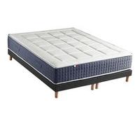 Ensemble Matelas Ressort 7 zones + Mémoire de forme + Sommier KING STYLE Fabriqué en France 2x80 x 200 cm, Sommier Noir G