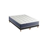 Ensemble Matelas Ressort 7 zones + Mémoire de forme + Sommier KING STYLE Fabriqué en France 2x80 x 200 cm, Sommier Noir