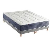Ensemble Matelas Ressort 7 zones + Mémoire de forme + Sommier KING STYLE Fabriqué en France 2x90 x 200 cm, Sommier Gris chiné G