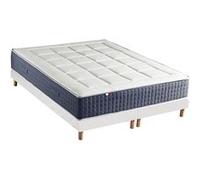 Ensemble Matelas Ressort 7 zones + Mémoire de forme + Sommier KING STYLE Fabriqué en France 2x90 x 200 cm, Sommier Blanc G