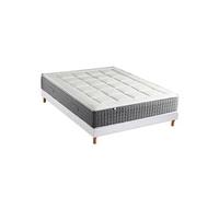 Ensemble Matelas Ressort 7 zones + Sommier Fabriqué en France MAX 140 x 190 , Sommier Blanc