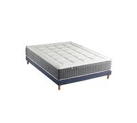 Ensemble Matelas Ressort 7 zones + Sommier Fabriqué en France MAX 140 x 190 , Sommier Bleu denim