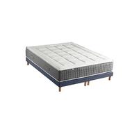 Ensemble Matelas Ressort 7 zones + Sommier Fabriqué en France MAX 2x80 x 200 , Sommier Bleu denim