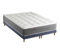 Ensemble Matelas Ressort 7 zones + Sommier Fabriqué en France MAX 2x80 x 200 , Sommier Bleu denim G
