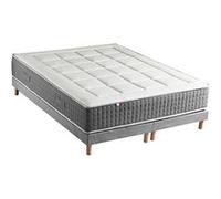 Ensemble Matelas Ressort 7 zones + Sommier Fabriqué en France MAX 2x90 x 200 , Sommier Gris chiné G