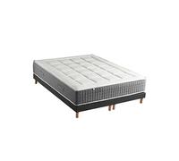 Ensemble Matelas Ressort 7 zones + Sommier Fabriqué en France MAX 2x90 x 200 , Sommier Noir