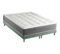 Ensemble Matelas Ressort 7 zones + Sommier Fabriqué en France MAX 2x90 x 200 , Sommier Vert celadon G