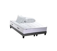Ensemble matelas Ressort 7 zones + sommier + oreiller + couette - FABRICATION FRANCAISE Dimensions - 2x90 x 200 cm
