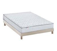 Ensemble matelas ressorts ASTRE + sommier kit beige à lattes flexibles 140x190