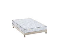 Ensemble matelas ressorts ASTRE + sommier kit beige à lattes flexibles 140x190