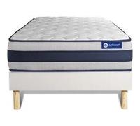 Ensemble matelas Ressorts ensaches et Memoire de forme ACTIFLEX ERGO 120x190 Maxi epaisseur 5zones confort + sommier KIT blanc