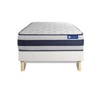 Ensemble matelas Ressorts ensaches et Memoire de forme ACTIFLEX ERGO 80x200 Maxi epaisseur 5zones confort + sommier KIT blanc
