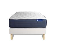 Ensemble matelas Ressorts ensaches et Memoire de forme ACTIFLEX SLEEP 90x200 5zones de confort + sommier KIT blanc