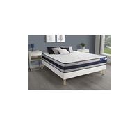 Ensemble matelas Ressorts ensaches + Memoire de forme ACTIFLEX ERGO 140x200 Maxi epaisseur 5zones confort + sommier KIT blanc
