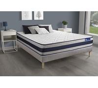 Ensemble matelas Ressorts ensaches + Memoire de forme ACTIFLEX ERGO 200x200 Maxi epaisseur 5zones confort + sommier KIT gris