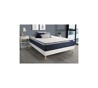Ensemble matelas Ressorts ensaches+Memoire de forme ACTIFLEX MAX 200x200 cm Maxi epaisseur 7zones confort + sommier KIT blanc