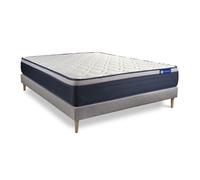 Ensemble matelas Ressorts ensaches+Memoire de forme ACTIFLEX MAX 200x200 cm Maxi epaisseur 7zones confort + sommier KIT gris
